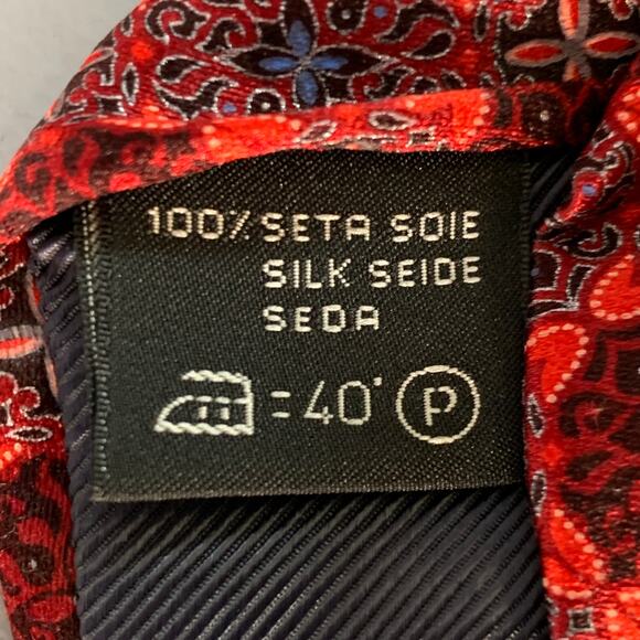 ERMENEGILDO ZEGNA Red Black Abstract Floral Silk Tie - Picture 5 of 5